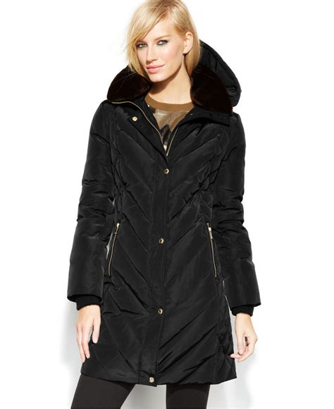 michael kors faux fur hooded puffer coat|michael kors insulated jacket.